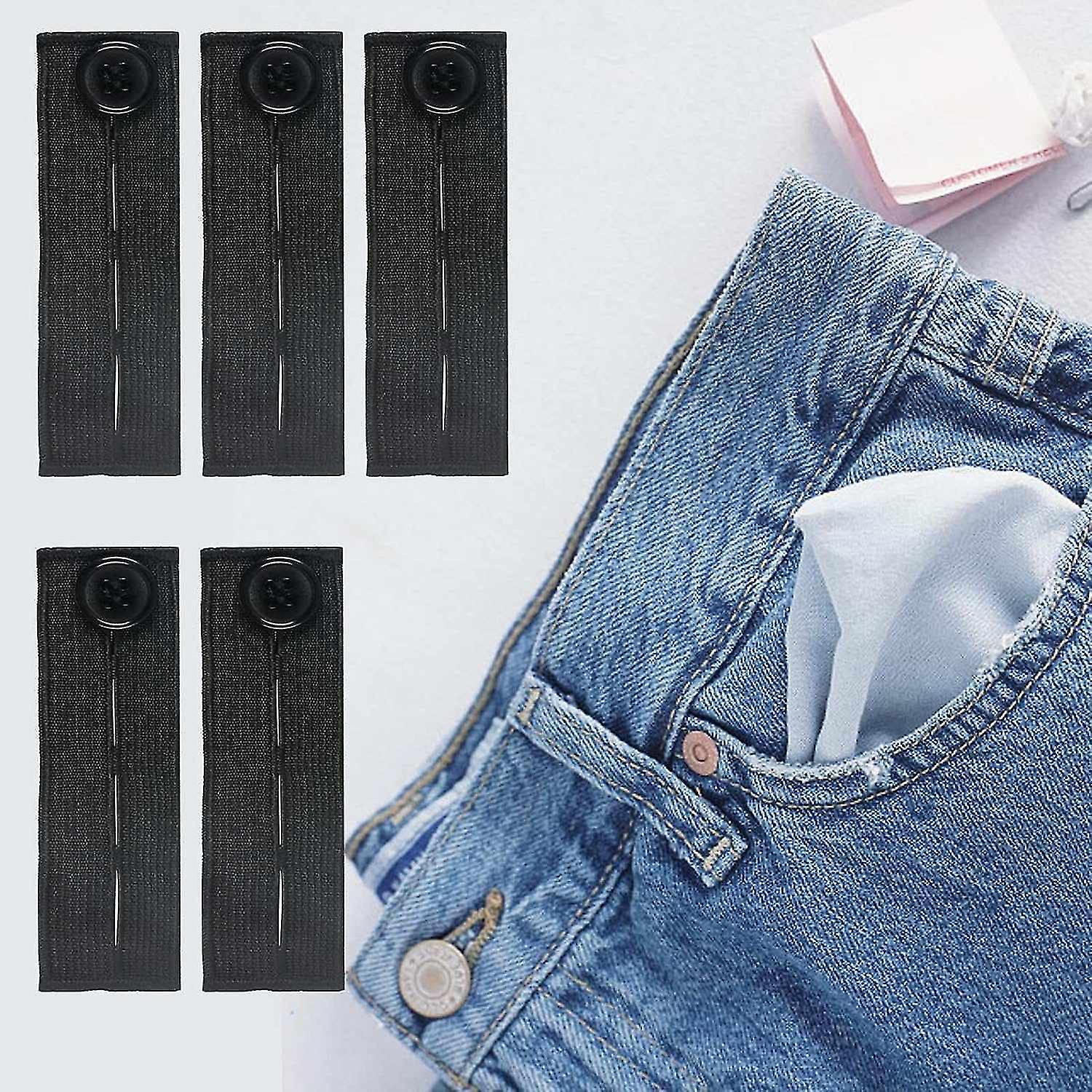 Belt Extender for Jeans and Pants, 5 Pack Button Button Extender Pants Waist Extenders Elastic Waist