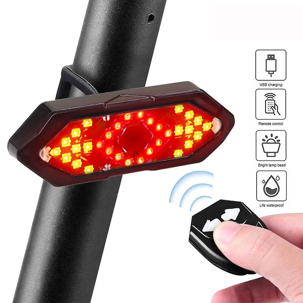 Mini Usb Built-in Battery Bicycle Lamp Wireless Remote Control Bike Rear Light Safety Cycling Warning Turning Signal With Bell