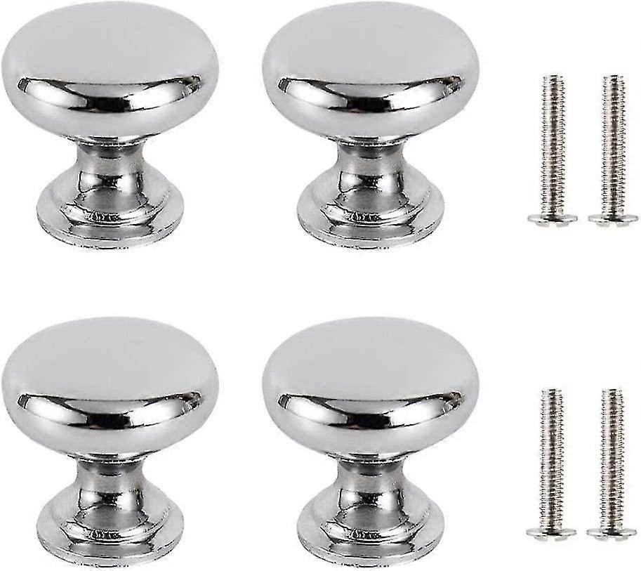 4pcs Drawer Door Handle Silver,30mm,round,with 4 Screws