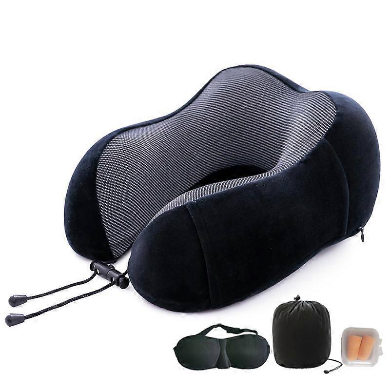 Travel Pillow, Memory Foam Neck Pillow, Head Support, Soft Pillow for Sleep, Rest, Airplane, Car and Home (Black)