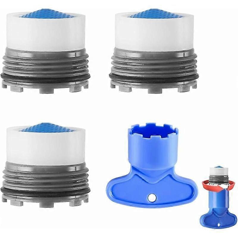 Faucet Aerator M18.5, 3 pcs Insert Faucet Nozzle External Thread Kitchen, Water Saver for Faucet with 1 Faucet Wrench, Blue