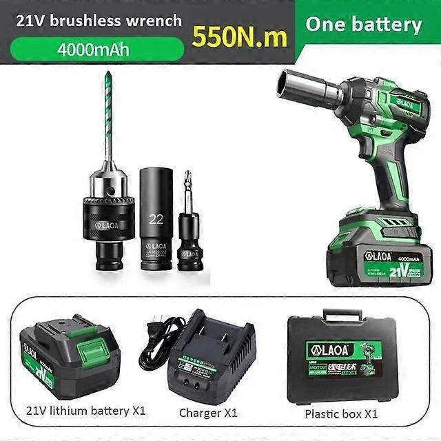 Brushless Cordless Electric Impact Wrench Rechargeable Wrench Power Tools Compatible For 21v Battery For Car Tires Cordless