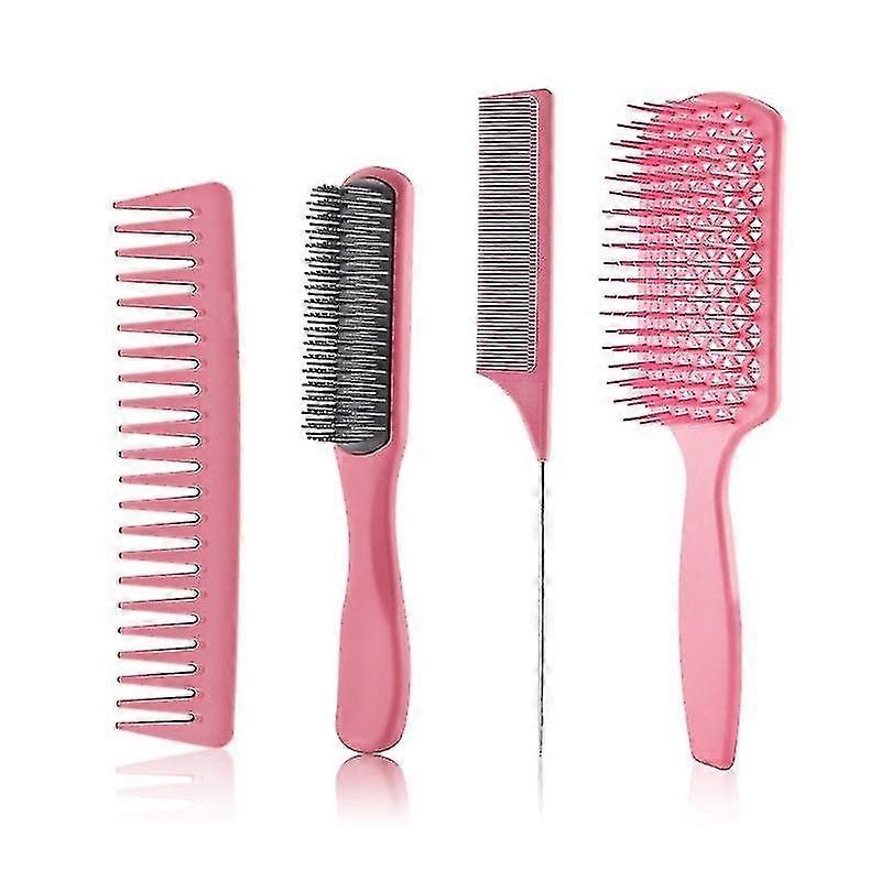 Comb, home hairdressing comb pink women's hairdressing set comb plaid comb for smooth hair styling (