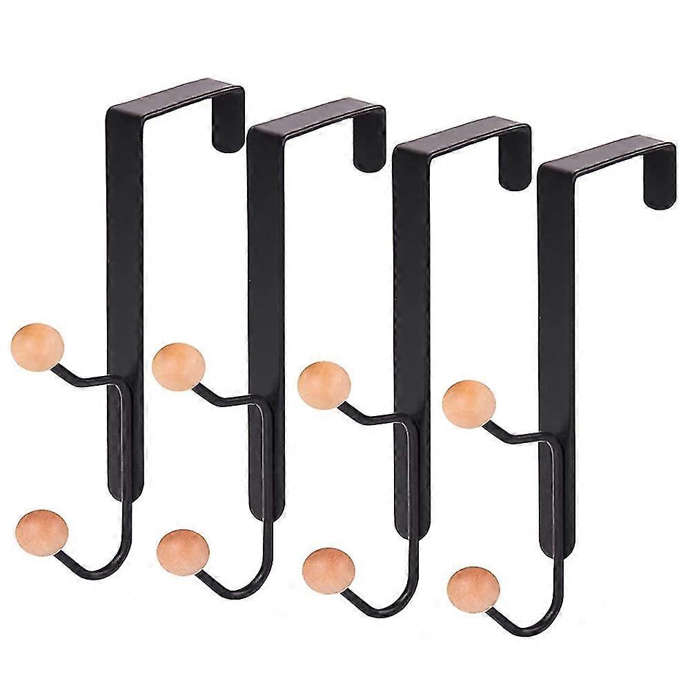 4packs فوق الباب شماعات مزدوجة السنانير ، قوي فوق الباب السنانير الخشبية يحمل ، فوق السنانير الباب