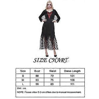 Vintage Gothic Black Dress Women Medieval Skull Countess Cosplay Halloween  Costume For Adult Skeleton Lace Dress | Fruugo EG