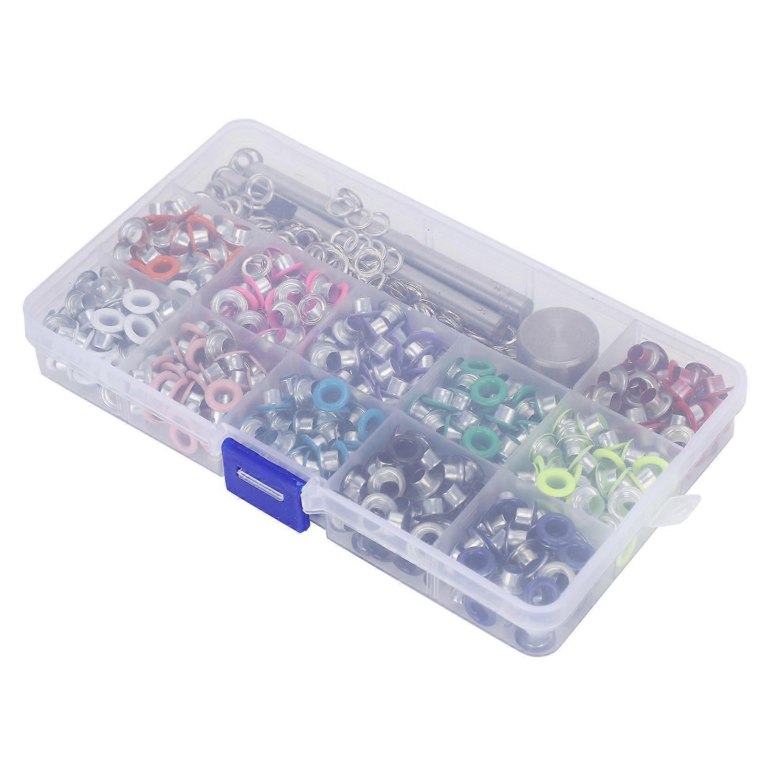 Eyelets Set Grommets Kit Boxed MultiColor Hollow Rivet DIY Project Craft Metal Tool KQ201