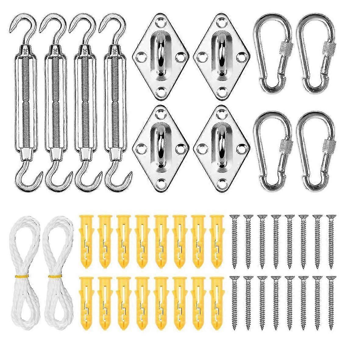 42 pcs shade sail hardware stainless steel kit compatible with square rectangle