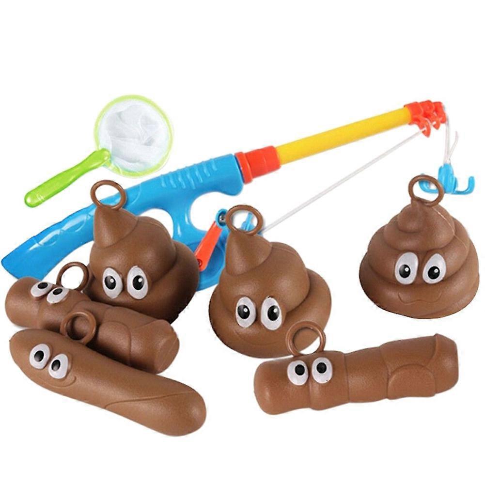 Funny Kids Bath Fishing Game Toy Set Floaters Poo Float Bathing Prank Toys