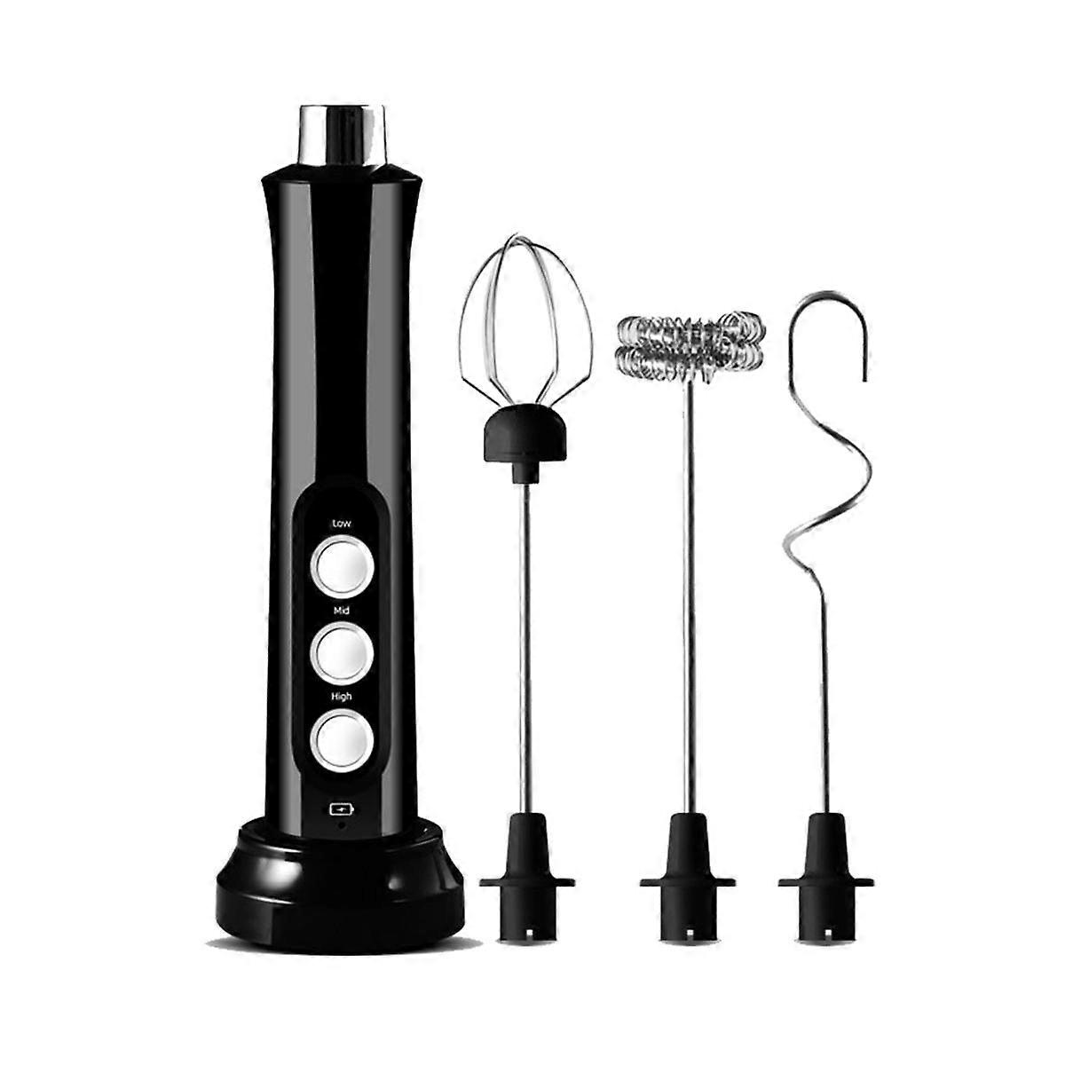 Electric Milk Foam Maker Handheld Foamer 3 in 1 High Speeds Rechargeable Milk Drink Mixer Coffee Fr
