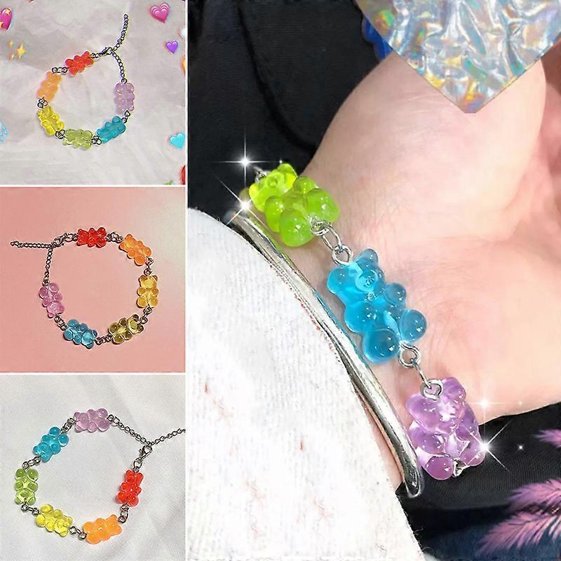 Colorful Bears Bracelet Inovative Gummy Bear Bracelet Multicolor Candy Color Pendant for