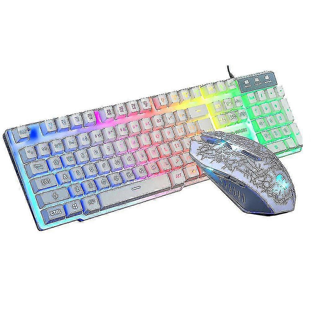 1 Set Keyboard And Mouse Wired Keyboard Mouse Backlight Keyboard Mouse Game Keyboard Mouse For Computer (white)