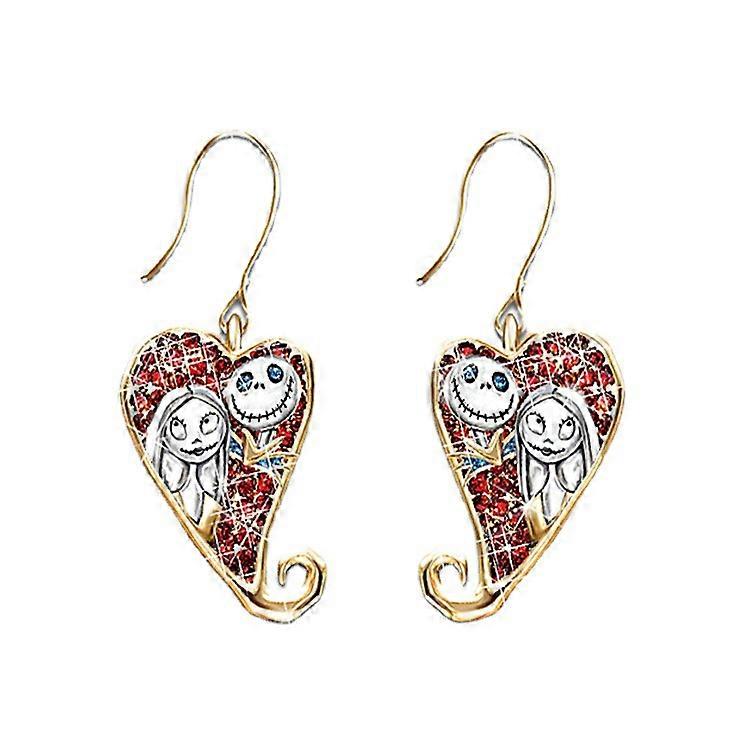 1 Pair Earrings Geometric Heart Red Diamond Eardrops For Wedding