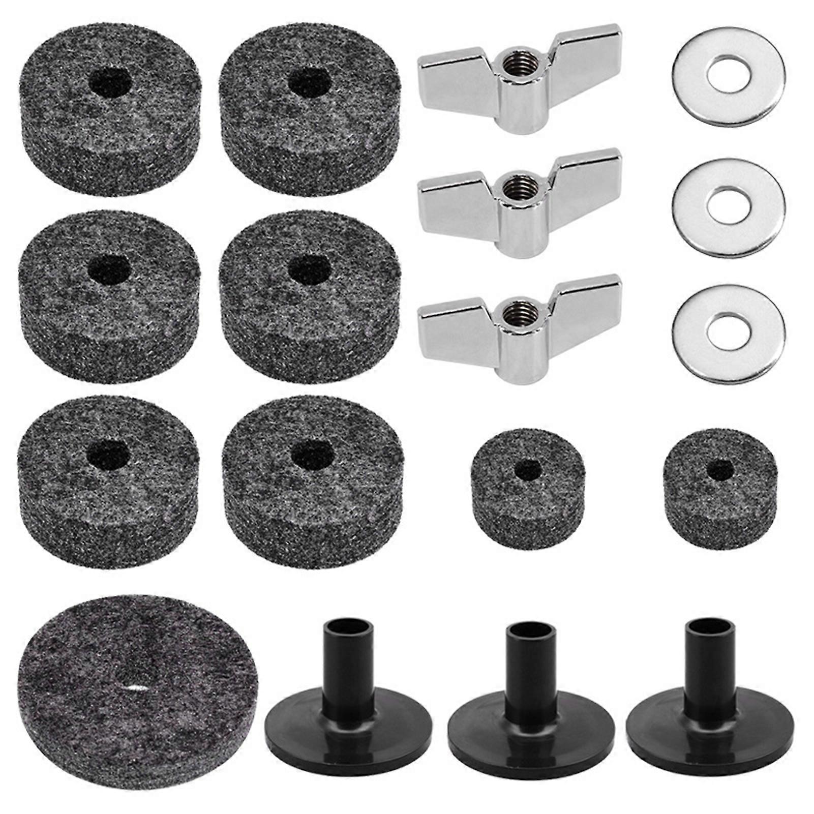 Kaesi 18Pcs/Set Cymbal Felt Pad Anti-Scratch Improve Sound Compact Cymbal Stand Felts Drum Pads Washers Sleeves Set Replacement Accessories