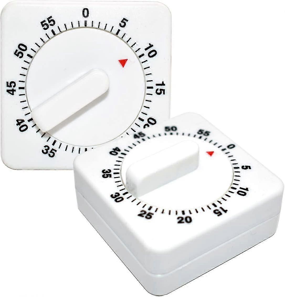 Kitchen Timer Mechanical, 2 Pack Portable Timer Square 60 Minute Countdown Egg Timer Analog Minute Minder With Loud Alarm For Baking Cooking Exercise