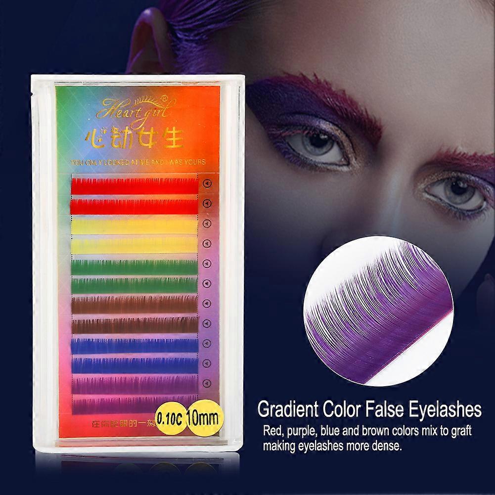 Rainbow Colorful False Eyelash Extension Gradient Color Fake Eye Lashes Individual 10mm