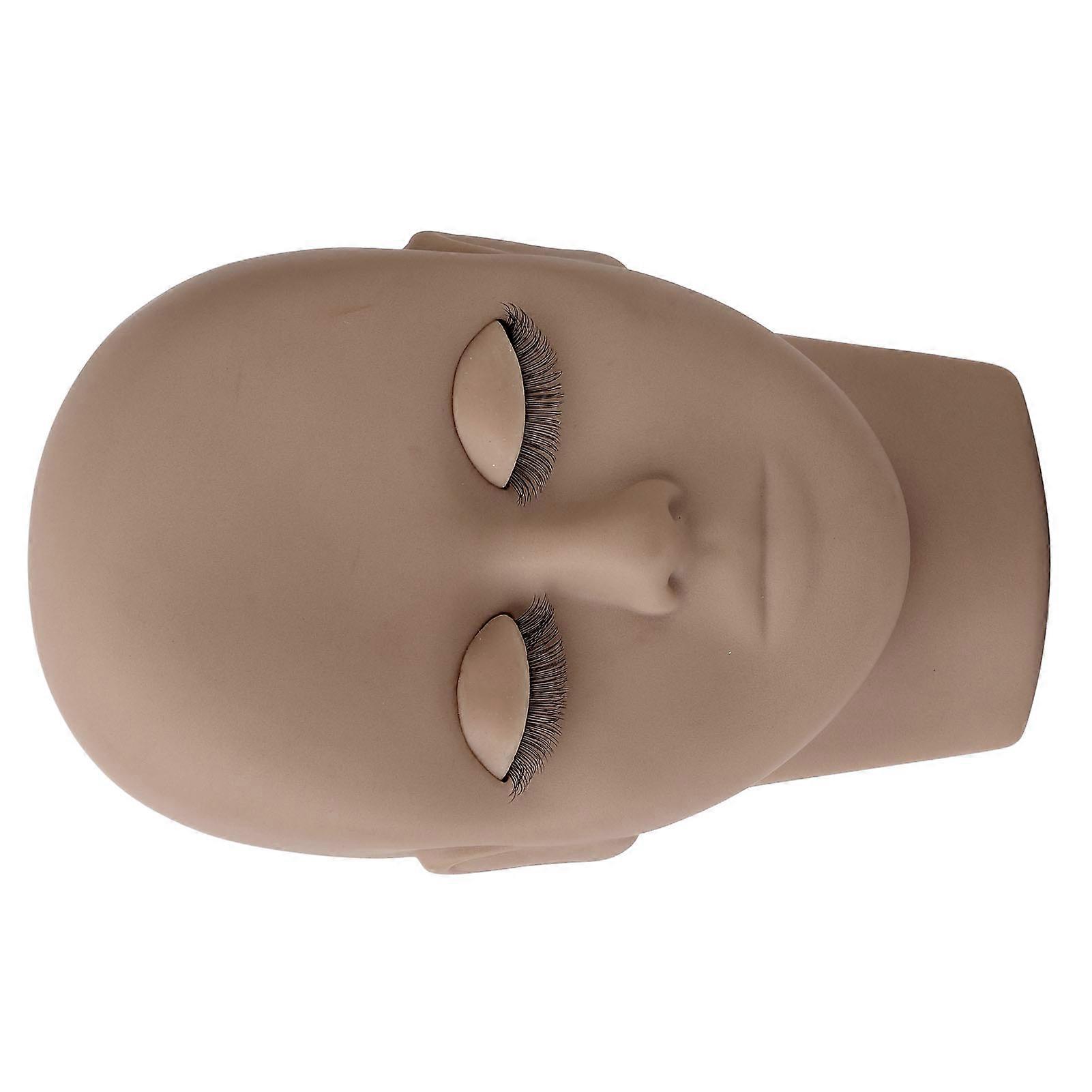 Eyelash Mannequin Head Double Laryer Eyelash Extension Removable Eyelids Makeup Practice Head Dark Brown
