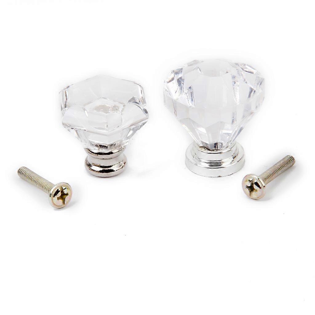 2Pcs Hexagonal Clear Acrylic Drawer Pull Knob Cabinet Door Handles