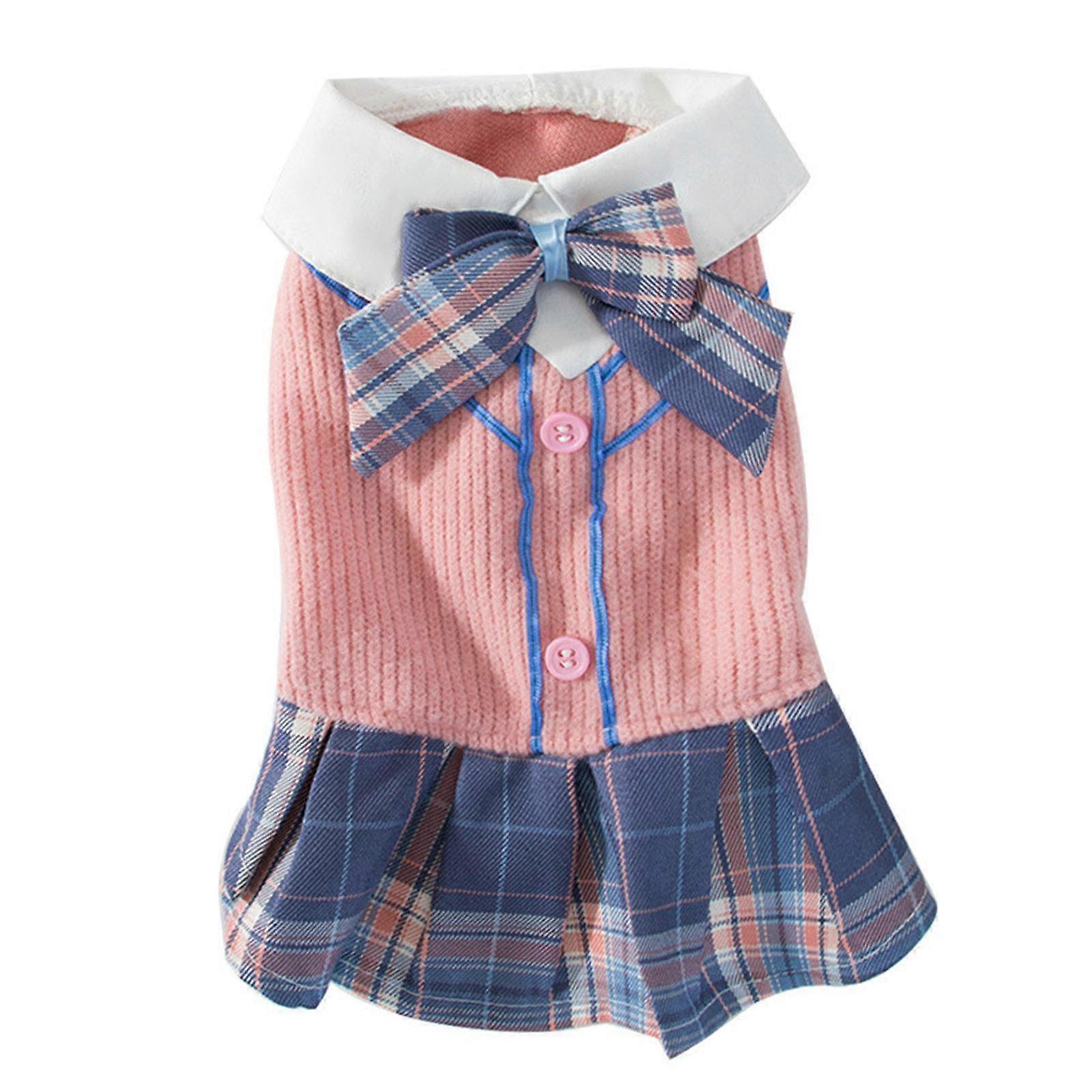 犬のプリンセスドレス蝶結びプルオーバー小型犬と猫ペットコスチュームピンクM