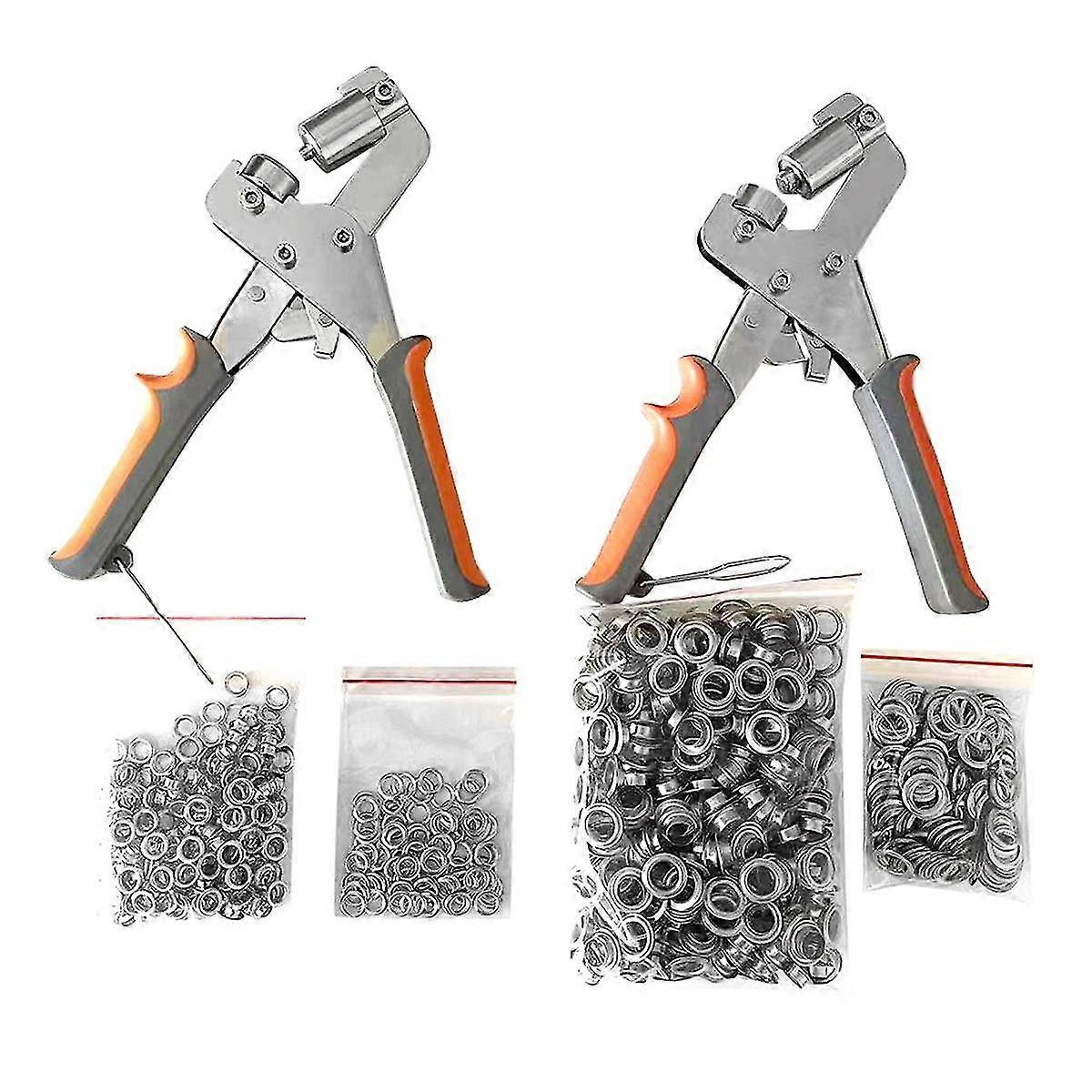 Kit pinze occhiello occhiello, kit di strumenti per occhielli da 1/4 in 6mm 3/8 in 10mm con 500 occhielli metallici per pelle / cintura / scarpe / panni