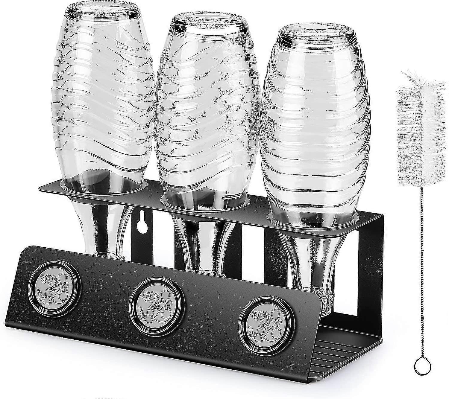 Pullonpidike, kolminkertainen tiputuspidike irrotettavalla tiputusalustalla ja kannen pidikkeellä, tiputusteline Sodastream Crystal- ja Emil-pulloille - MXBC