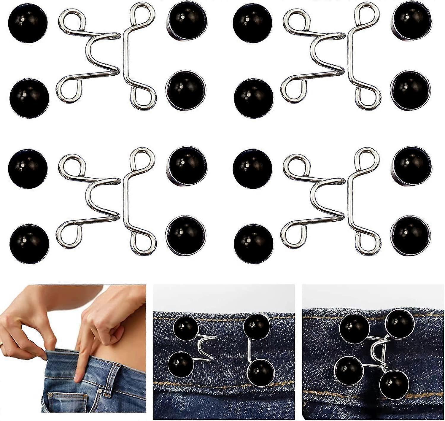 4 Set Pant Waist Tightener, Adjustable Waist Buckle Set Extra Button For Jeans To Make Tighter Button Adjuster For Pants Jeans Skirts Sleeves
