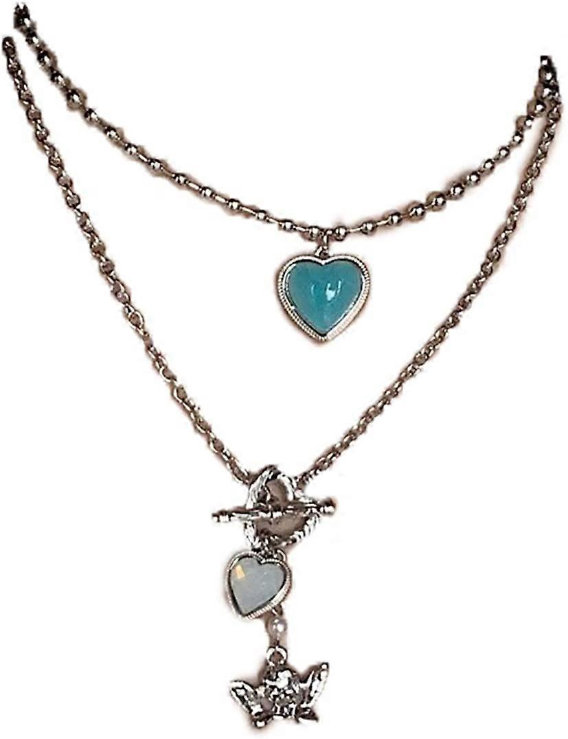 T TAKONE Goth Halskette - Sonne Mond Kristall Layered Schmuck