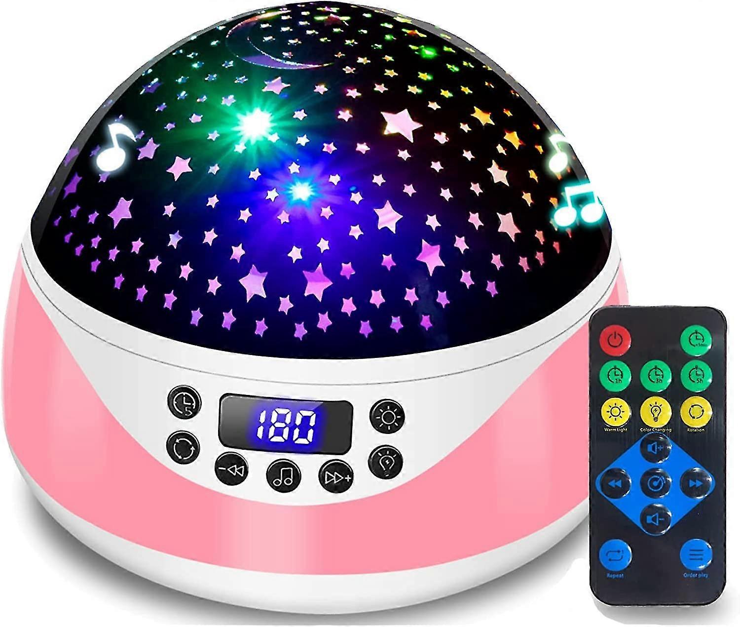 Night Light Projector, 8 Color Star, With Remote Control (pink)