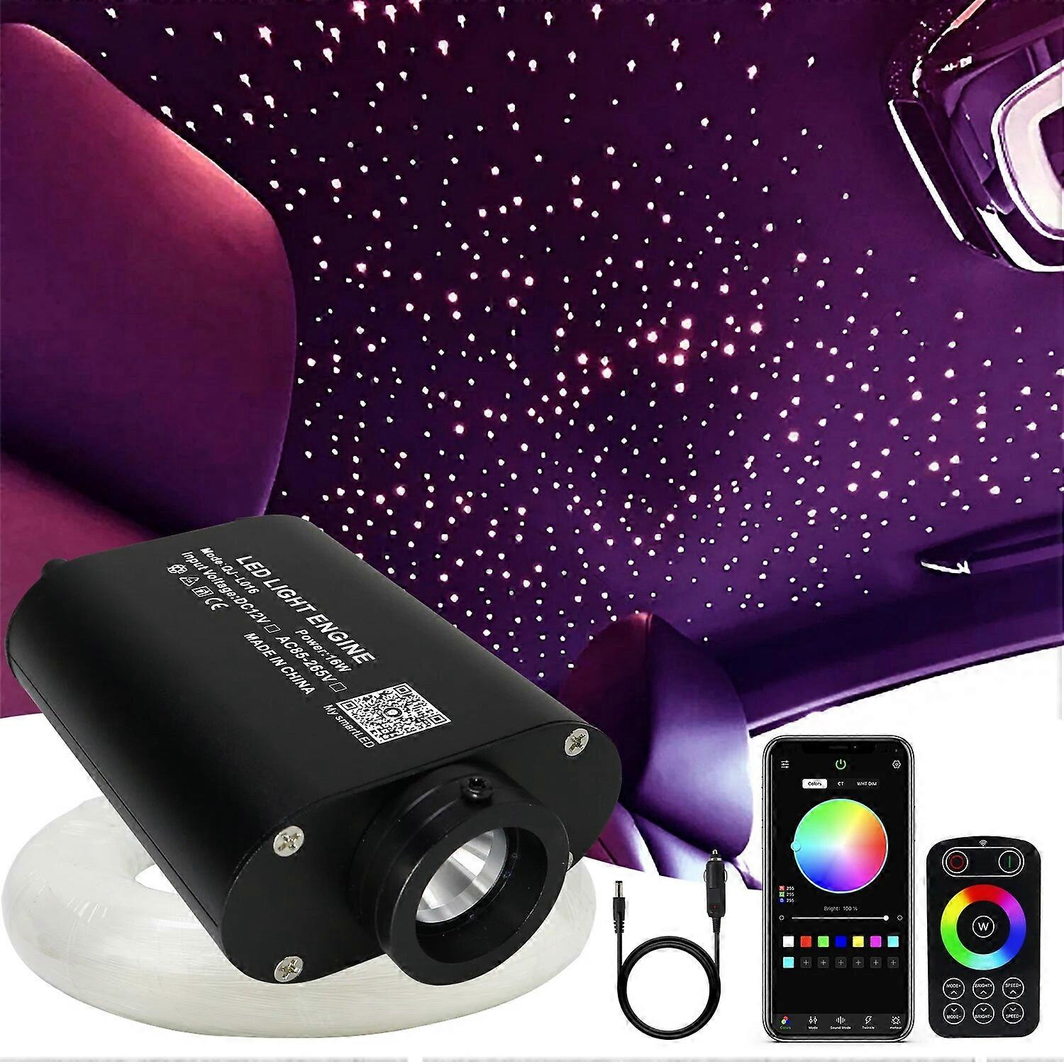 DC12V 16W RGBW سقف السيارة ستار لايت LED أضواء السقف السماء المرصعة بالنجوم اكسسوارات السيارات مصباح اللمس RF سقف ستار ضوء الألياف الضوئية