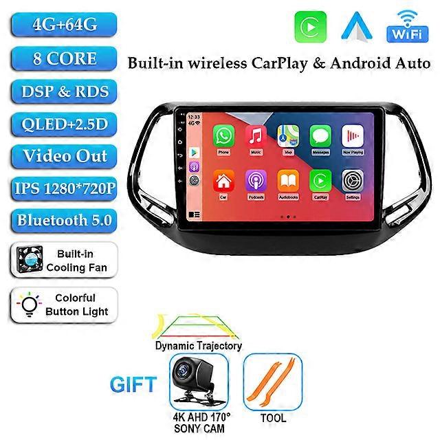 Android 12 Stereo For Jeep Compass 2017 - 2020 Car Radio GPS Navigation Multimedia Player Autoradio Audio Auto No 2Din 2 Din DVD