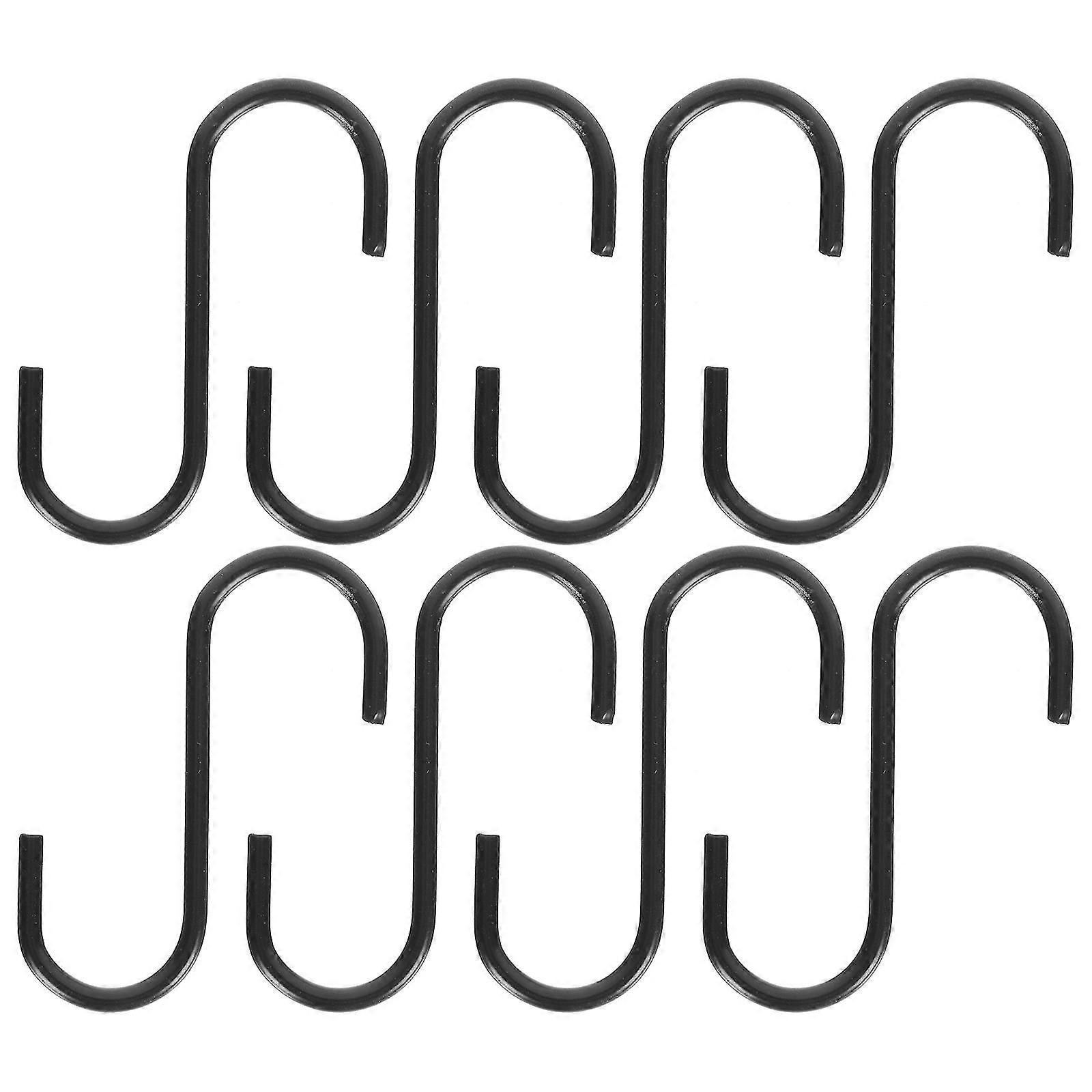 8pcs Iron Thicken Hanging Hooks Creative S-shape Black Hooks For Home Kitchen