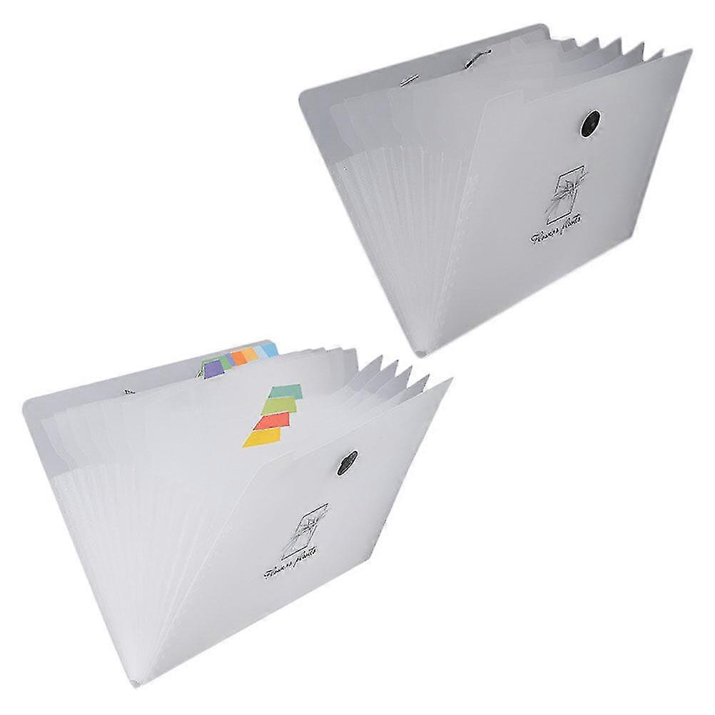 2pcs File Folder Paper Folder Multilayer Storage Bag Transparent Random Pattern