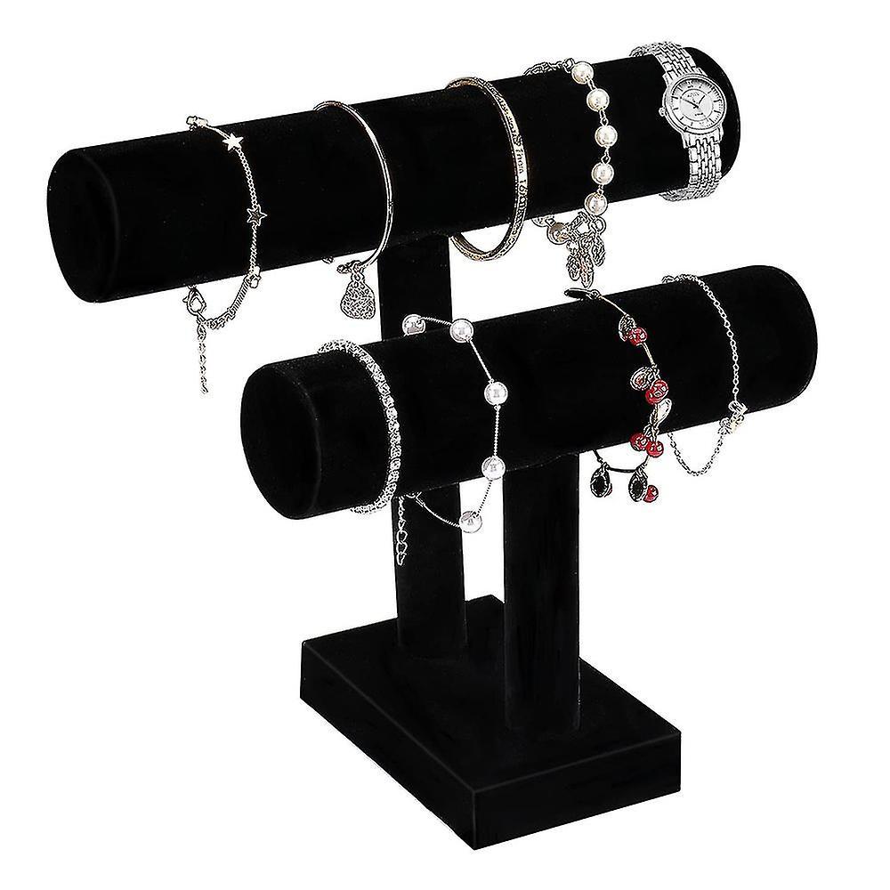 Samtschmuck Samtarmbandständer Schmuckhalter Uhrenhalter Armbandkettenständer Armreif-Displayleiste T-Stange 2 Rollen