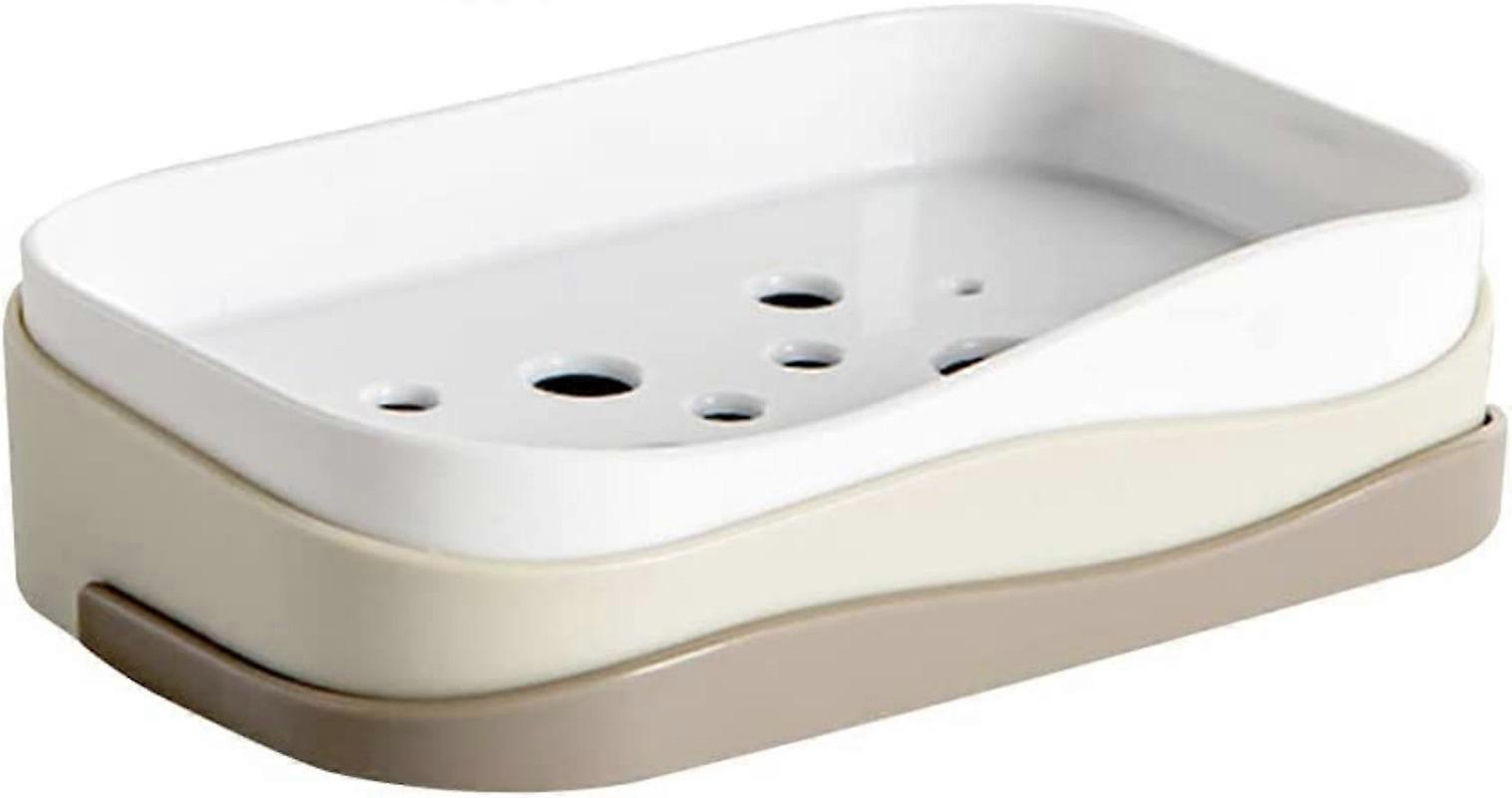 Wall Mounted Detachable Double Layer Soap Dish No Drilling Required (Blue)