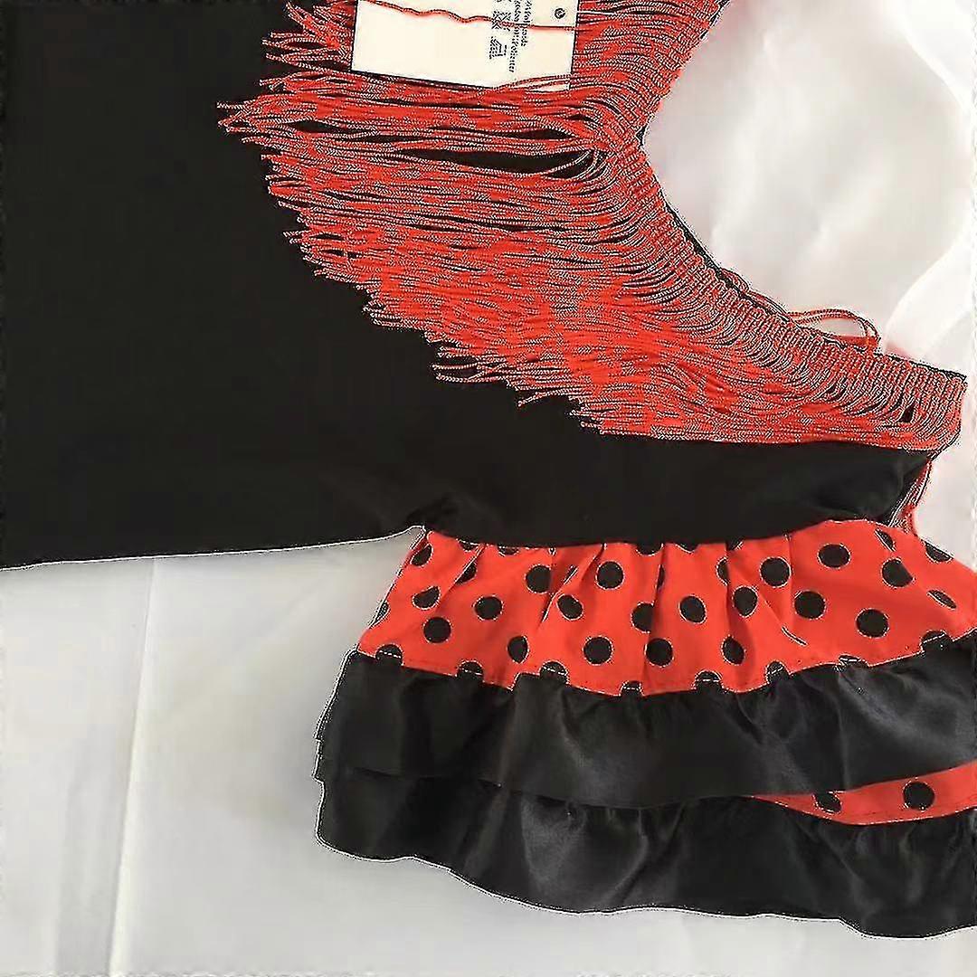 Flamenco Girl Costume Black & Red Child Spanish Dress