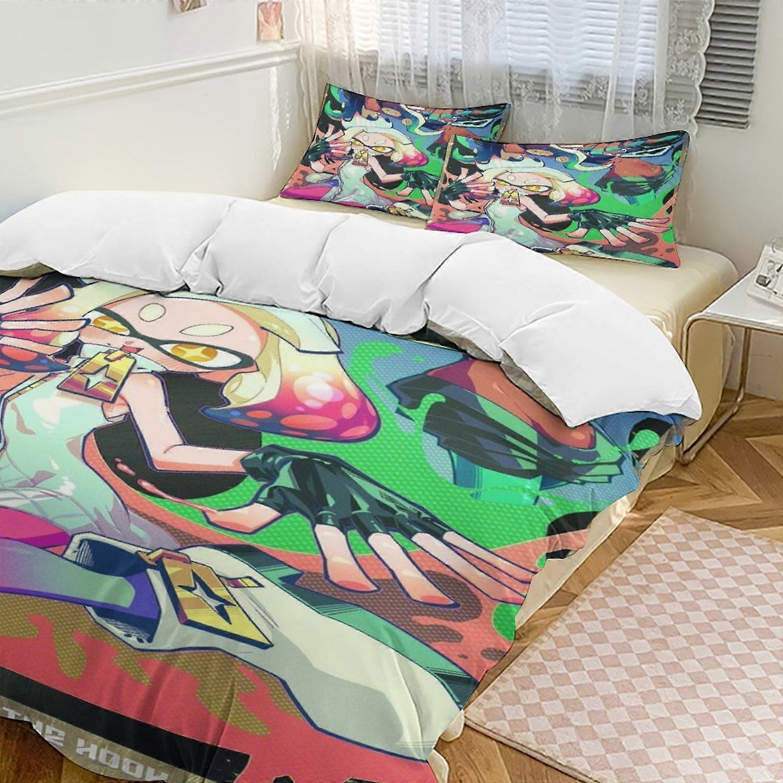 a3351 Lakan Splatoon sängkläder Set påslakan set med tecknad film tema barnrum lakan iip3351