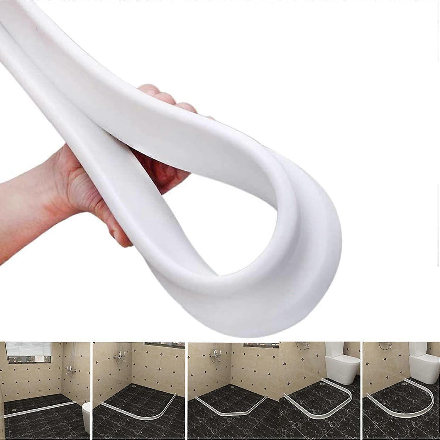 Dww-Silicone Bathroom Floor Sealing Strip - Prevents Water Overflow - Self-Adhesive and Bendable Waterproof Strip for Wet and Dry Separation (101.6 cm