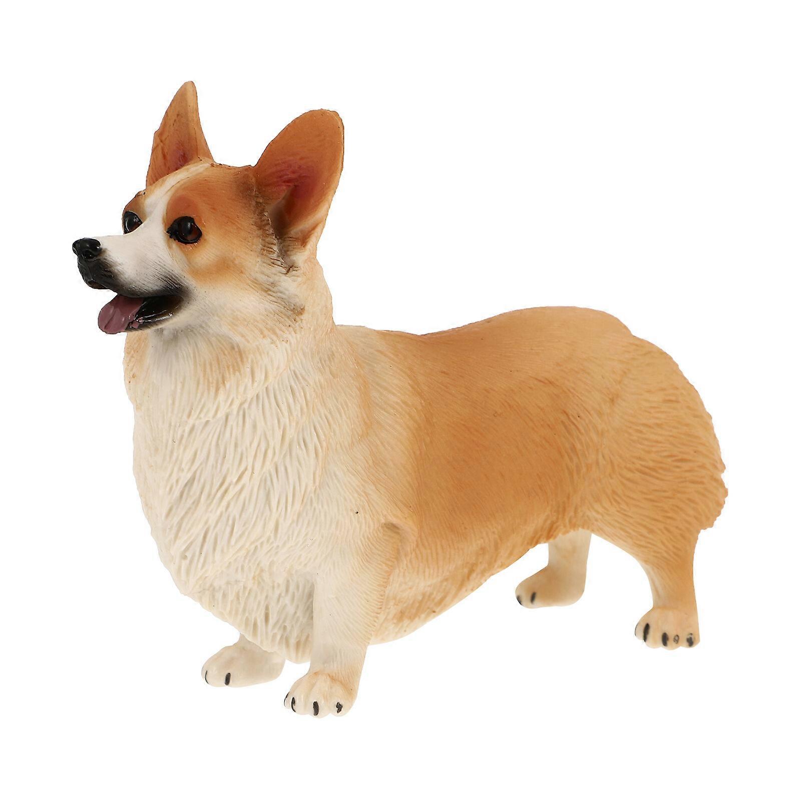 1pc Simulation Dog Figurine Corgi Pet Ornament Static Solid Animal Model Desktop Decoration (Standing Corgi)