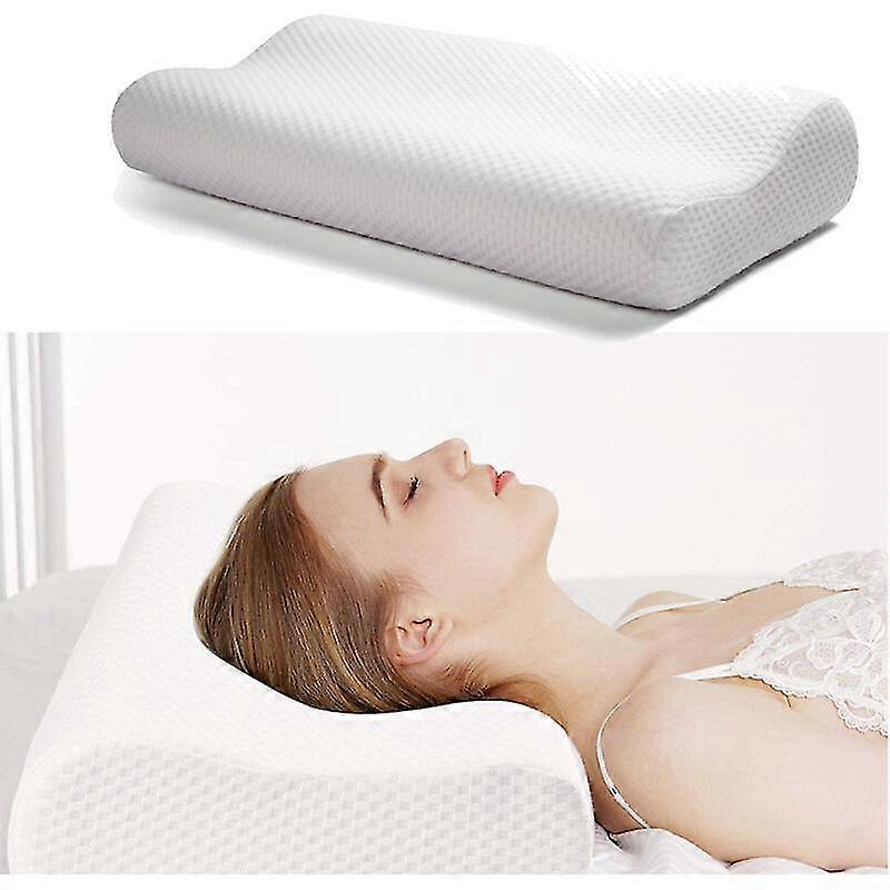 Ergonomic Memory Foam Pillow, Cervical Pillow Cushion with Washable Hypoallergenic Cover, 63x43CM