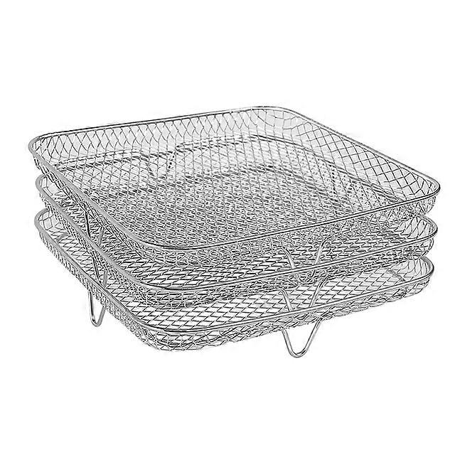 3-layers Air Fryer Grilling Rack Stainless Steel Basket Roasting Rack Holder BBQ Grill Cooking Rack Kitchen Oven Steamer Rack