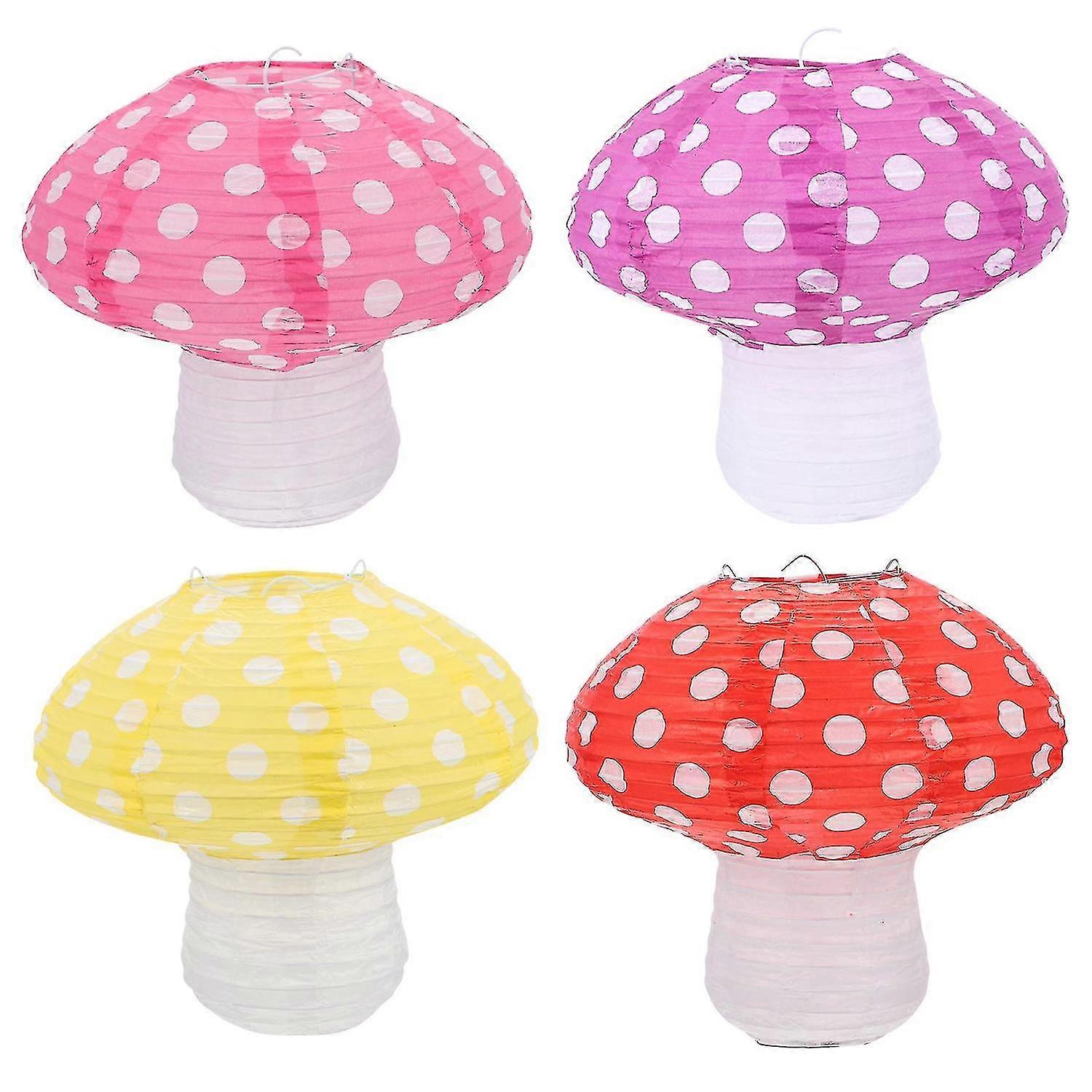 4pcs Mushroom-Shaped Lantern Folding Paper Lantern Creative Party Layout Props
