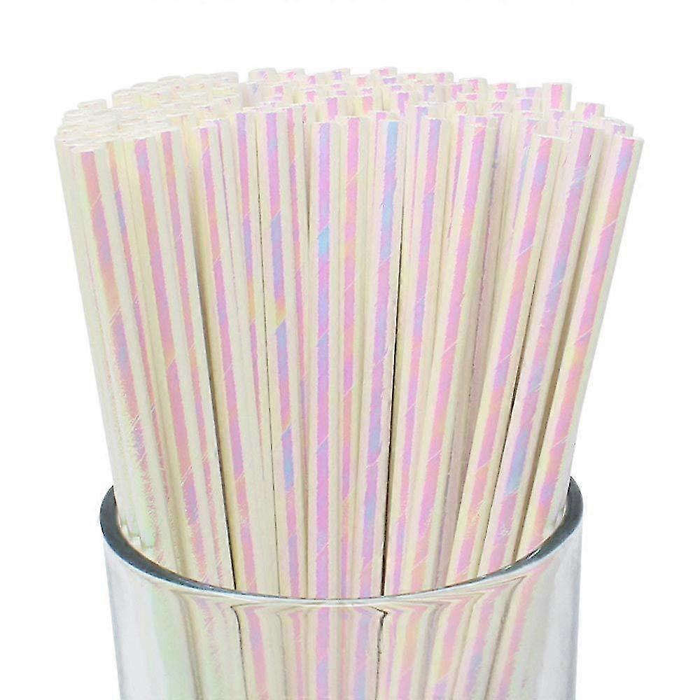 Iridescent Disposable Drinking Party Paper Straws Drinking Paper Straws100pcs