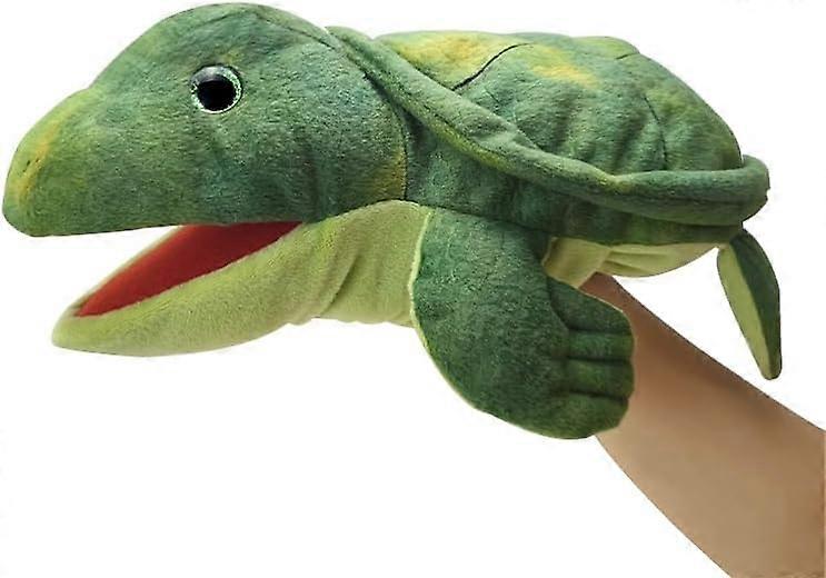 Hand Puppet Turtle Puppet, 13 Inch Turtle Animal Puppet Children's Realistic Plush Stuffed Turtle Toy, Turtle Hand Puppet with Movable Mouth Puppet