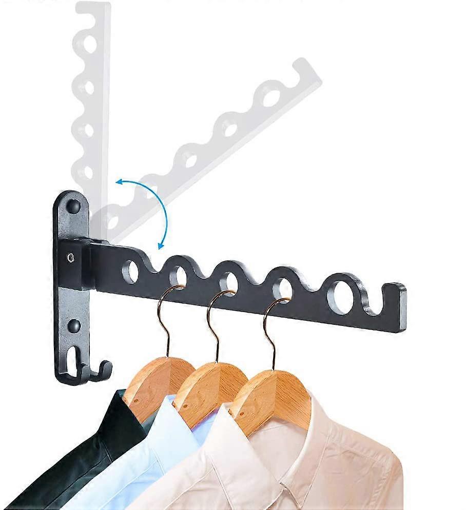 Foldable Wall Clothes Rack Hole-Free Folding Invisible Clothes Drying Pole Wall-Mounted Single Pole