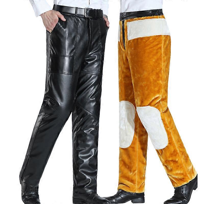 Men's Sherpa Lined Pants PU Leather Pants