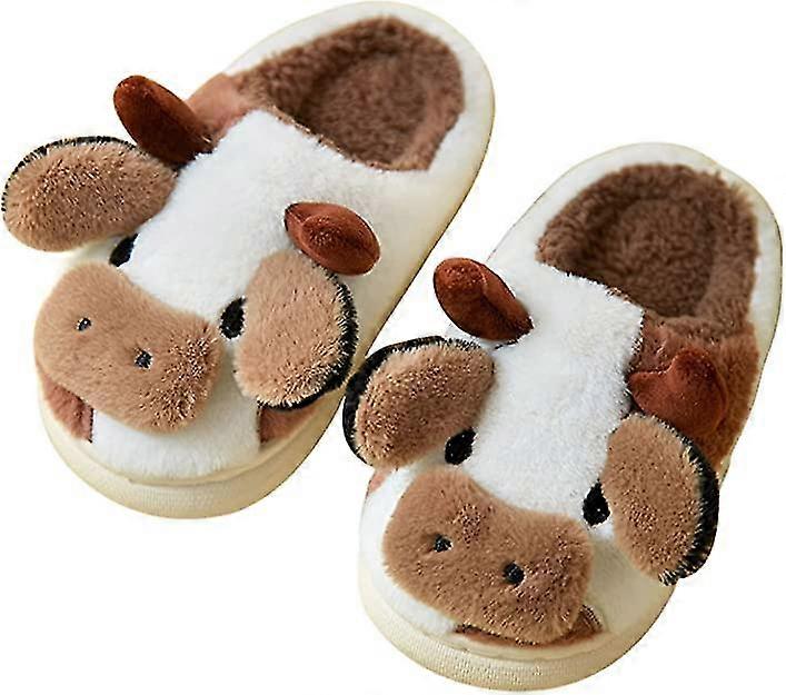 Kvinder hjemmesko, søde tegneserie dyr vinter varm slide-on soft cow hjemmesko