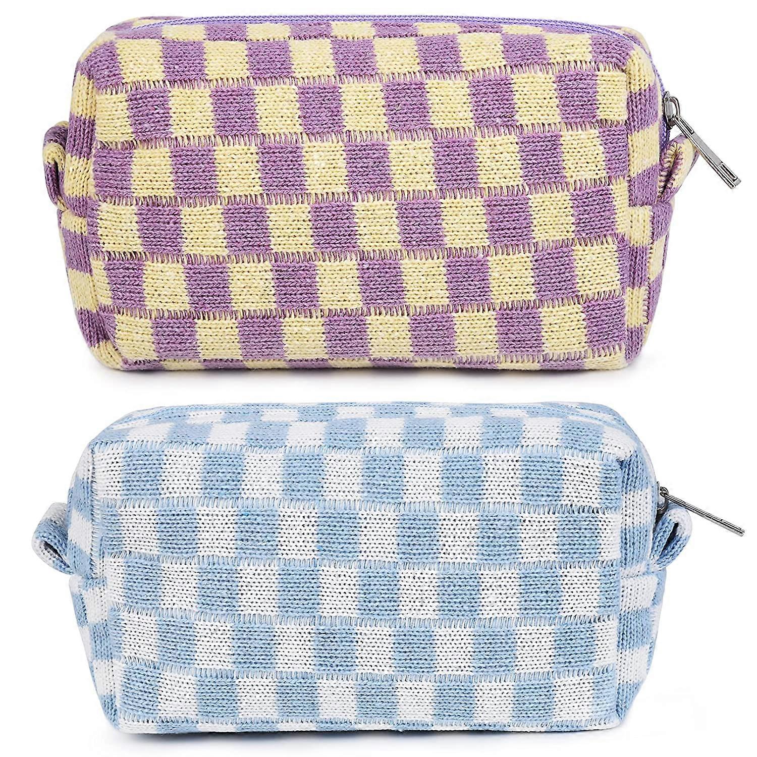 2 Stück karierte Kosmetiktasche