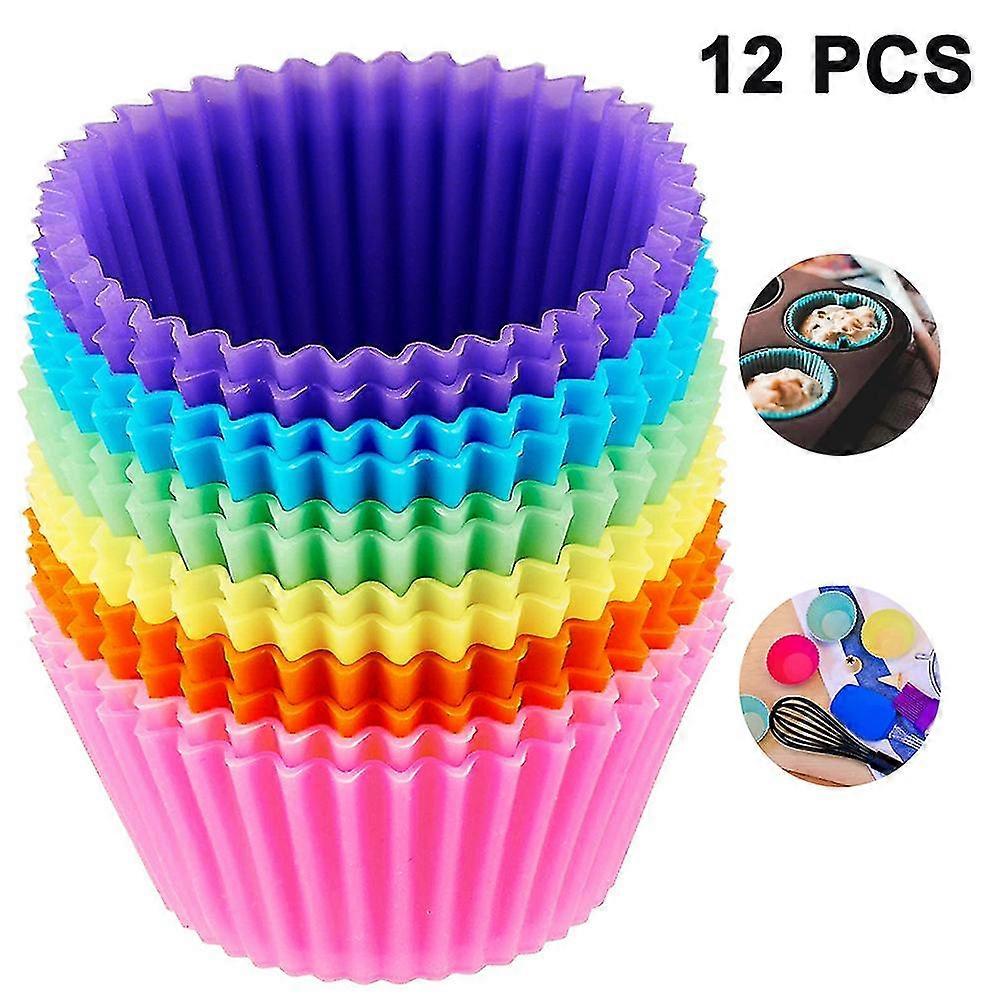 Cake Mould,silicone Cupcake Liners, 12 Pcs Reusable Silicone Baking Cups