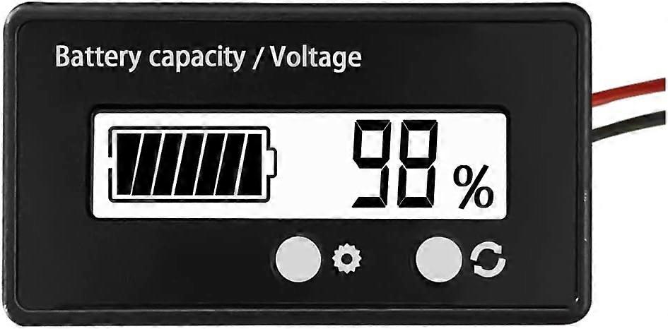 Battery Meter, 12V 24V 36V 48V Battery Capacity Indicator with Alarm, Lead Acid and Lithium Ion Voltage Monitoring Indicator for Cars, RVs, Boats