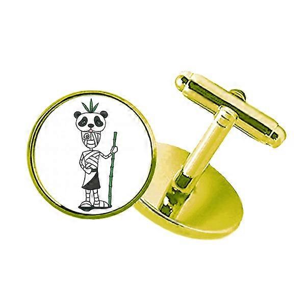 エジプトミイラホルスパンダハットスタッズビジネスメタルカフリンクスゴールデン