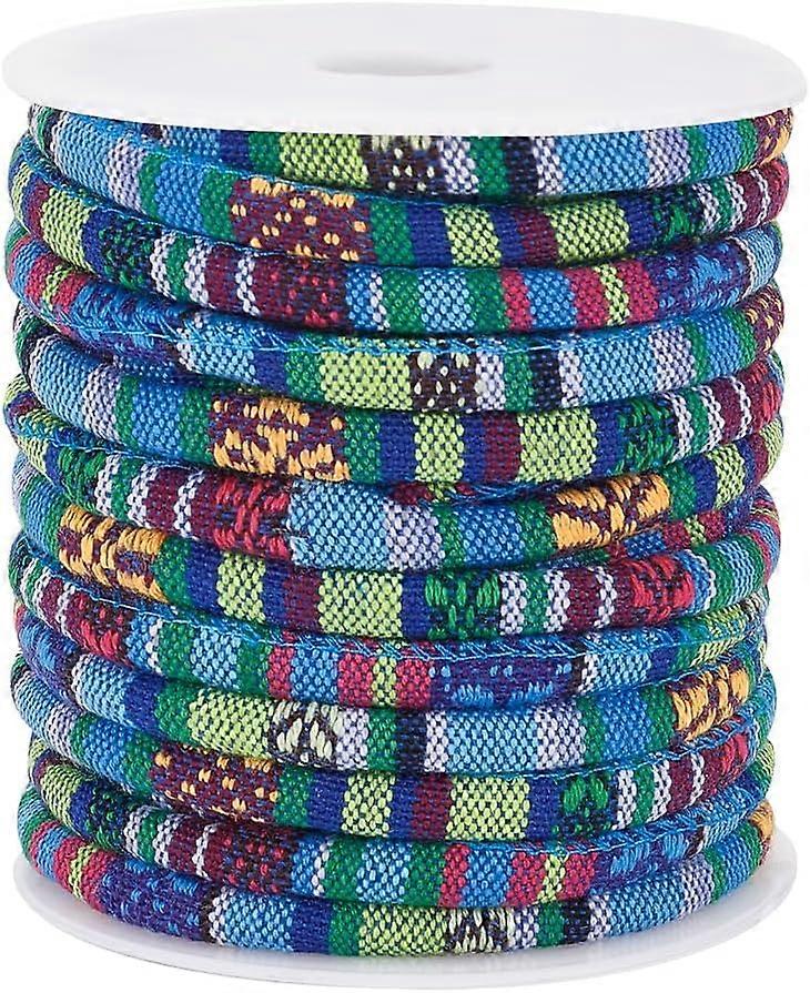10.94 Yards Blue Ethnic Cloth Rope Cord Bohemia Round Rope Thread String with Plastic Spool for DIY Bracelet Necklace Jewelry Making DIY